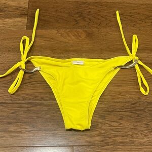 Bahimi M Yellow Tie-Side rouched Bikini Bottom